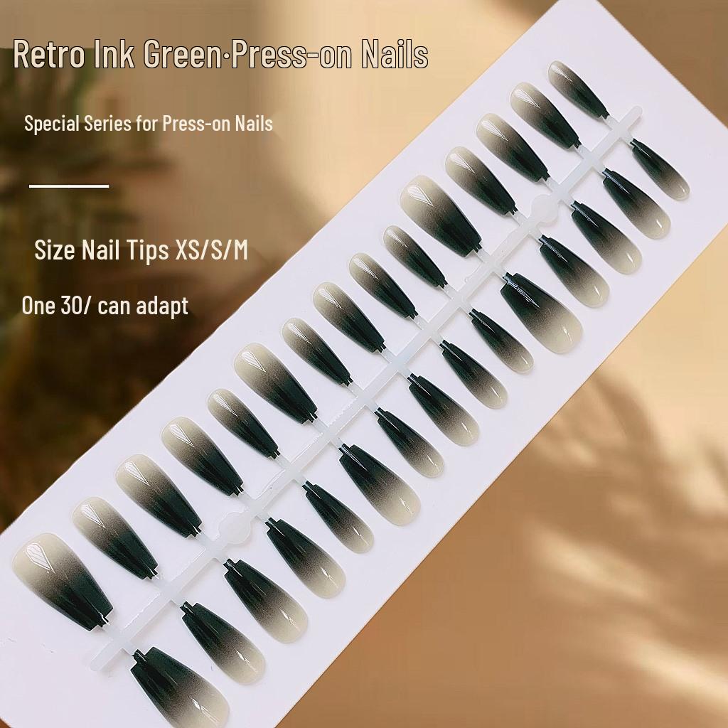 

Retro Ink Green Cat Eye Nail Art Patches - Spicy Girl Whitening Fake Nails