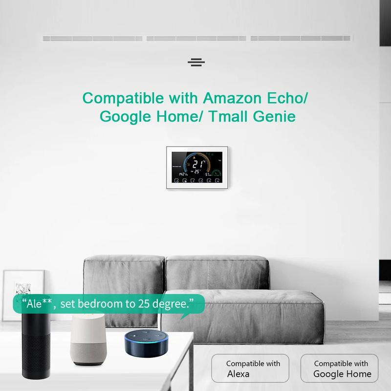 TUYA Wi-Fi Smart Large Colorful Screen Room Programmable Air Thermostat WIFI for Switch Heating Cooler Bridge Voice Alexa