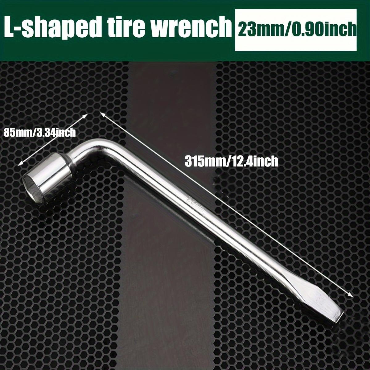 

Car Spare Tire Lug Wrench,Slotted End Socket Repair Tool,Tire Replacement Tool (Silvery),L shaped socket wrench car wheel