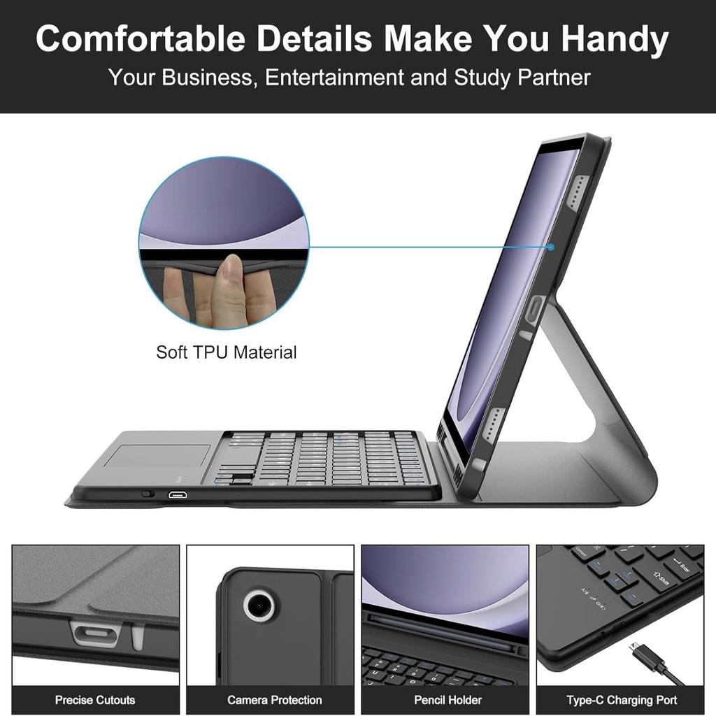 Compatible Samsung A9+ Tablet Case with Touchpad Wireless Bluetooth Keyboard for S10, A11+ Pen Slot FE Shell
