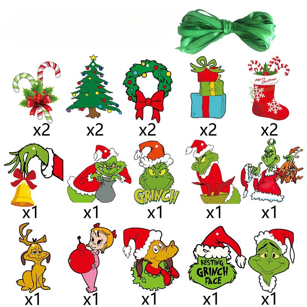 

20 шт./25 шт./30 шт. Украсьте рождественскую вечеринку подвесками и украшениями Гринча и установите зимнюю рождественскую елку с бирками зеленого монстра
