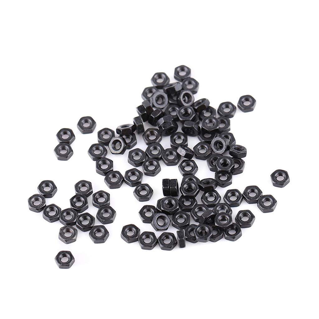 100pcs Din934 M2 M5 Black Zinc Plated Carbon Steel Metric Thread Hex Hexagonal Nuts