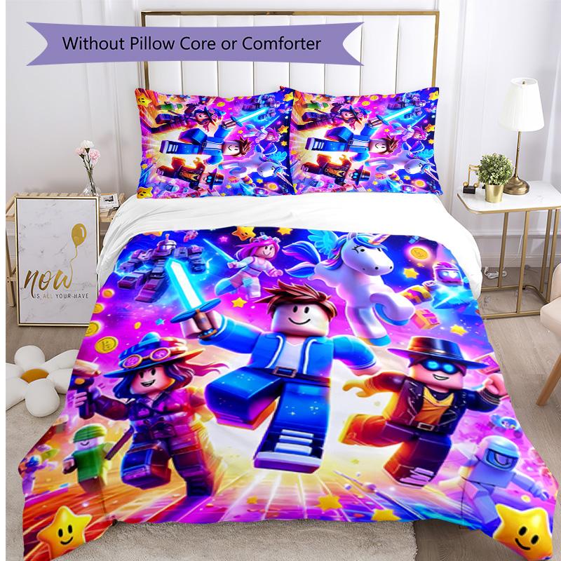 roblox game Printed 3PCS Bedding Set Soft Breathable Duvet Cover Pillowcases Set Washable Bedroom Decor Home Gift