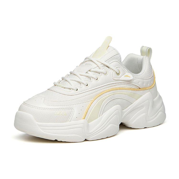 Anta Color Block Casual Low Top Dad Shoes Women sneaker White Yellow 922138890-4