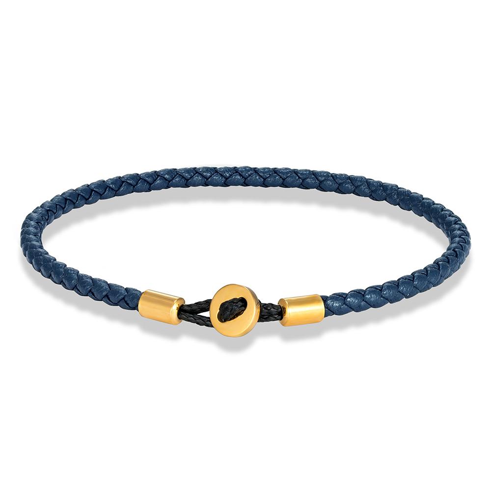 Gold Stainless Steel Button Braided Leather Bracelet For Men Women Couple Jewelry Gifts