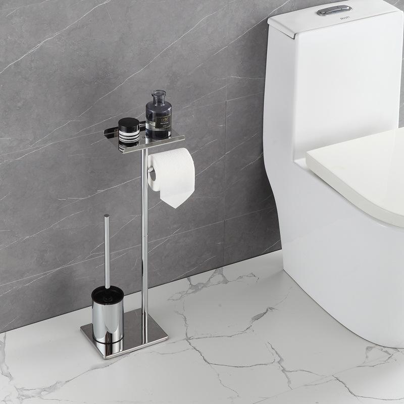 Toilet Brush Floor Type Paper Towel Holder Household Bathroom Waterproof Toilet  Roll Paper Vertical  New Multi-functi  Golden