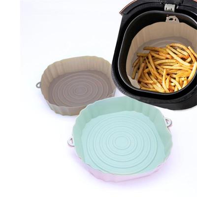 Heißluftfritteuse Backformen Silikonkorb Backformen Ofen Silikontablett Wiederverwendbarer Heißluftfritteusen-Topf Einlage Form für Pommes Frites Pizza