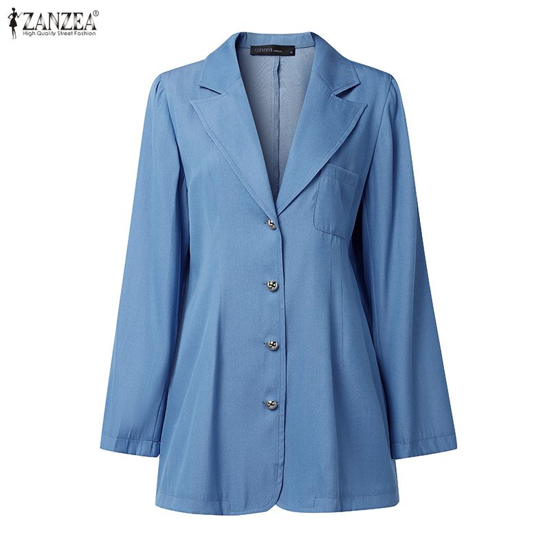 ZANZEA Damen Lässig Umlegekragen Locker Langarm Strickjacke Bluse