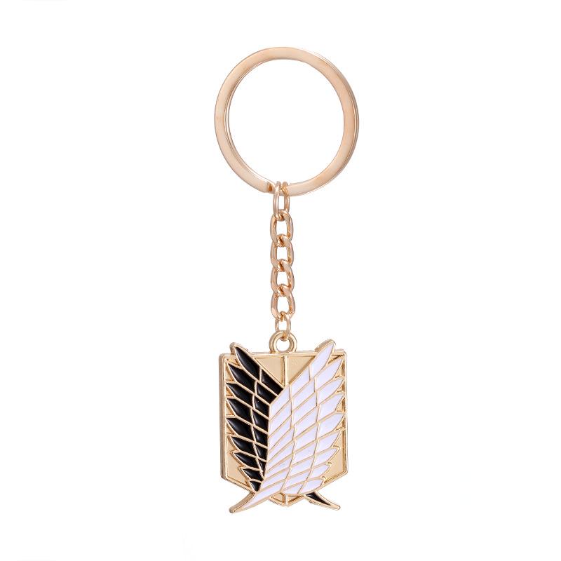 Attack on Titan Survey Corps Logo Keychain with Angel Wings Design - European & American Inspired Anime Jewelry