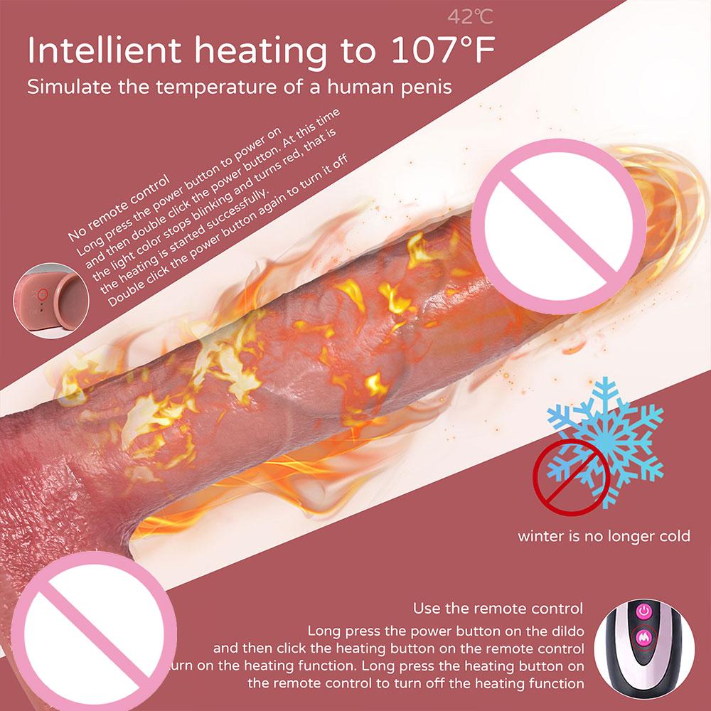 Realistický vibrátor dálkové ovládání vyhřívaný zasouvací dildo ženský orální sex masturbátor vaginální anální masážní přístroj sexuální hračky pro ženy