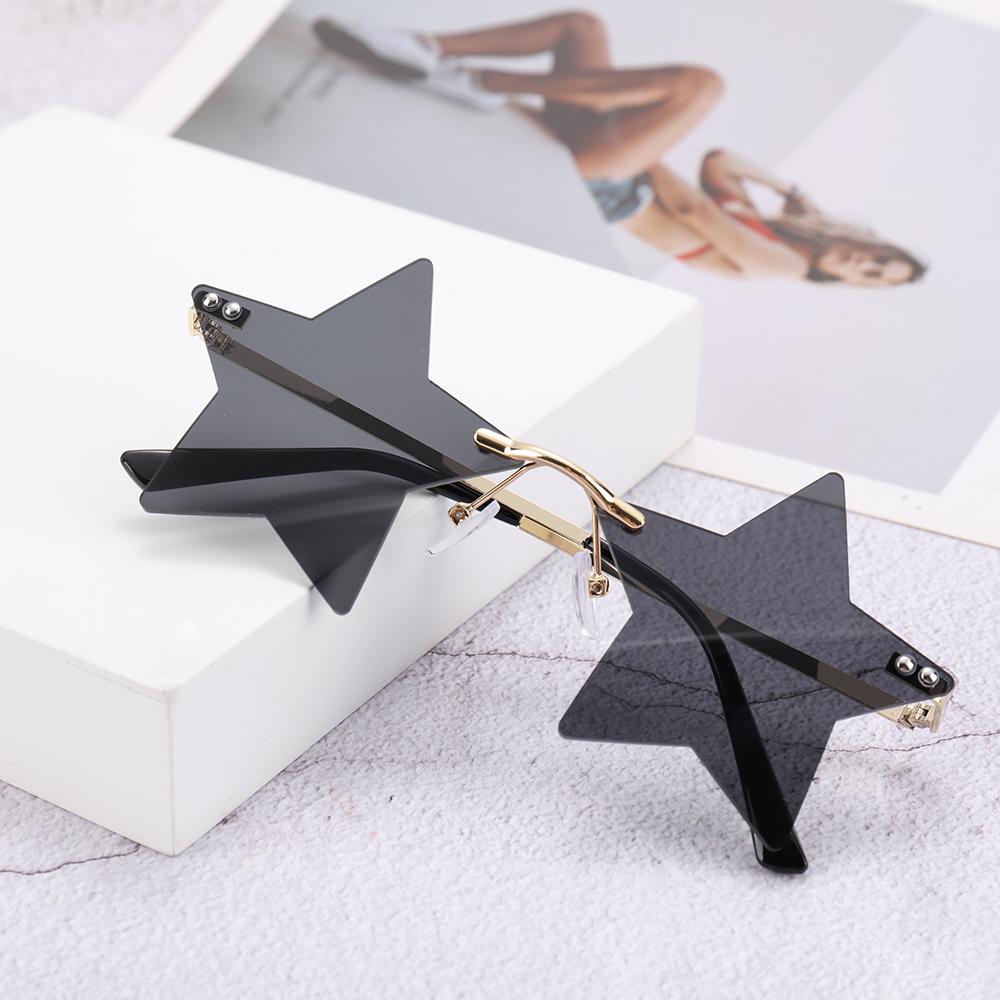 Rimless Star Shape Sunglasses Trendy Sun Glasses Women Men Party Glasses Funny Pentagram Eyewear Christmas Decoration Eyeglasses