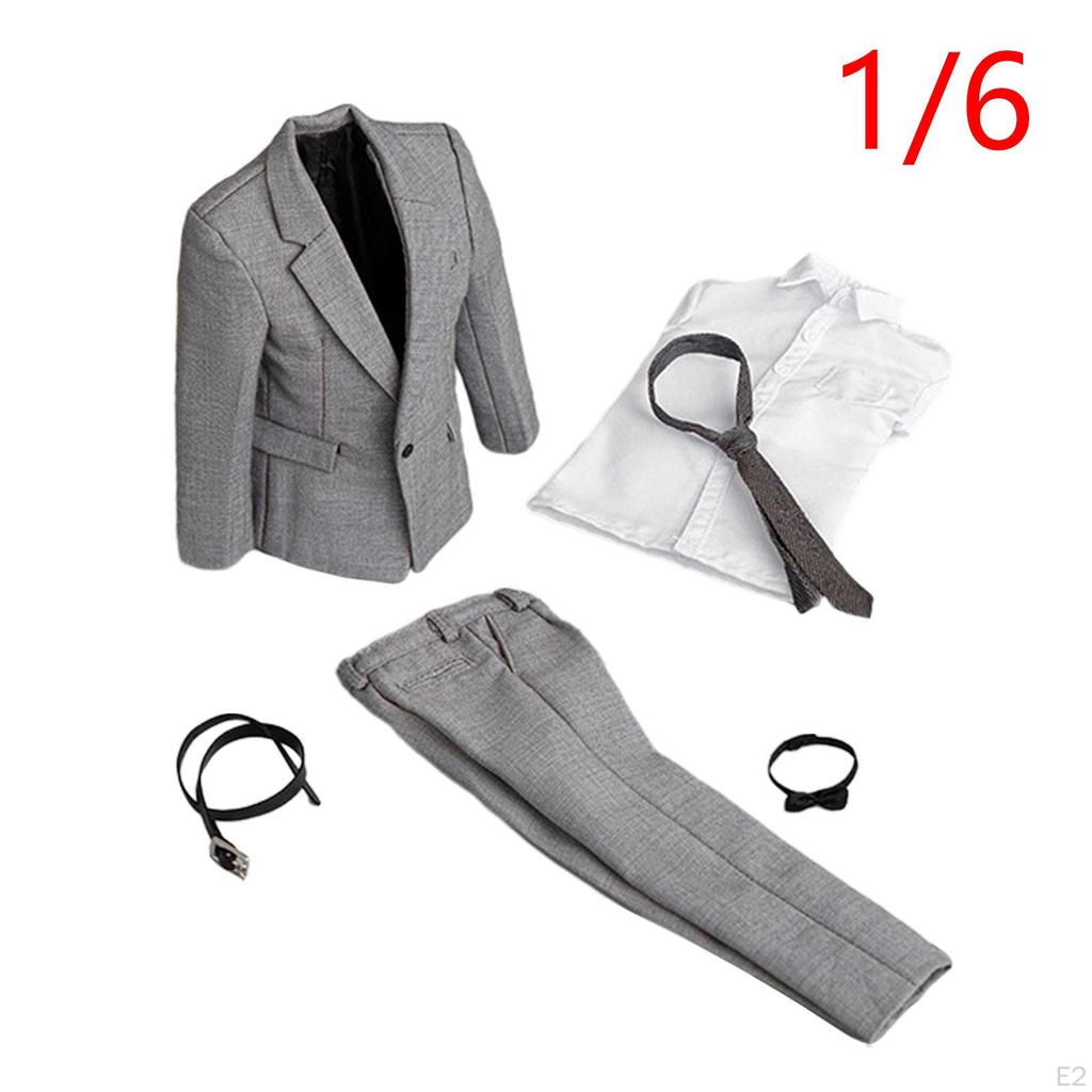 1:6 Mans Office Gray suits Formal Outfits Handmade Stylish Clothing Party Stage Props for 12inch