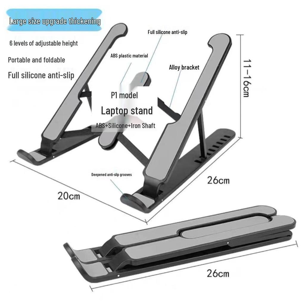 Portable Aluminum Folding Laptop Stand with Heat Dissipation, Compatible for Gaming Laptops and Tablets
