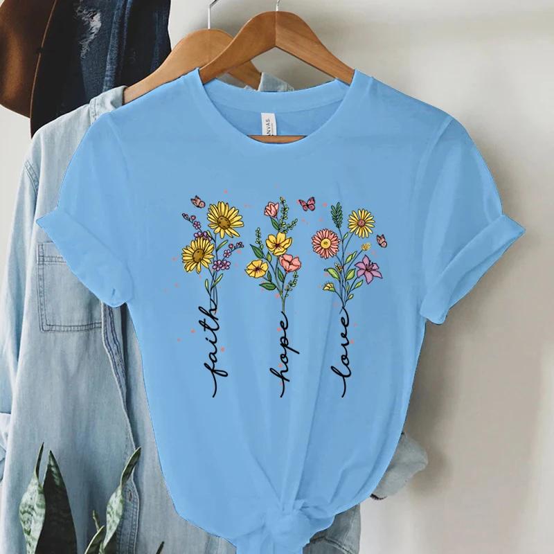 Faith Hope Love Vintage Boho TShirts Women Christian Tshirts Short Sleeve Trendy Tee Shirt Tops Women Religious Faith T Shirts