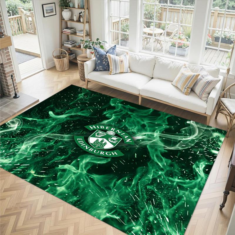 Hibernian FC Design Crystal Velvet Carpet Cozy Non?Slip Printed Rug For Bedroom Living Room Entrance
