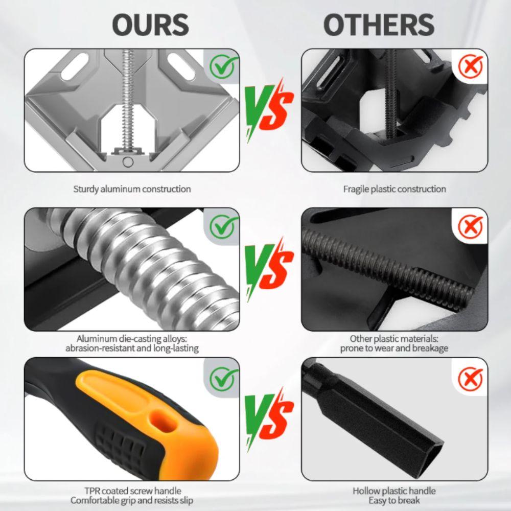 Adjustable Swing Jaw Right Angle Clamps Right Angle Design Aluminum Alloy Frame Woodworking Clamps 90 Degree Angle