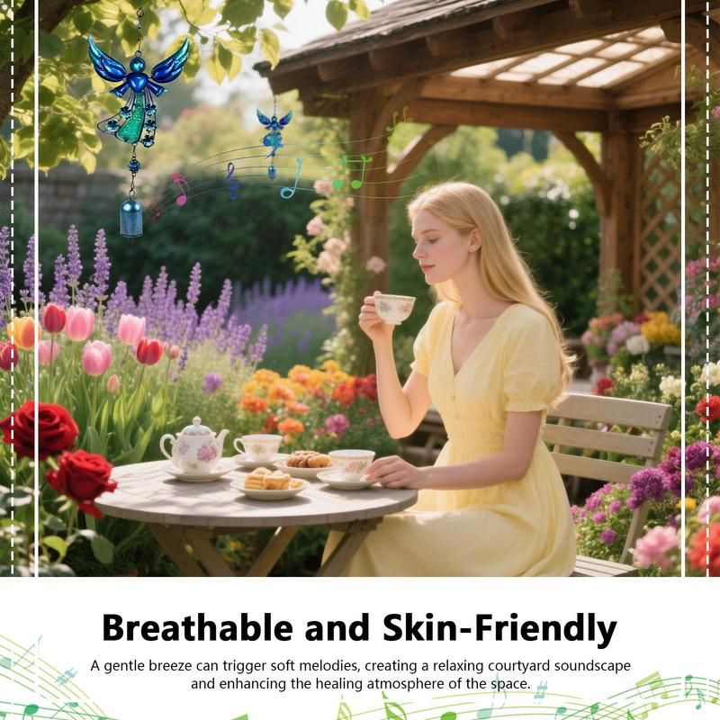 Engels-Windspiele für draußen Gedenk-Windspiel Sonnenfänger-Ornament mit Flügeln Lauter beruhigender Klang für Hof Außenbereich