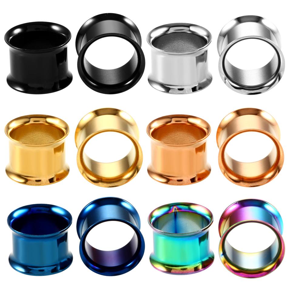 2 Stück/Los Stahl Ohrstecker und Tunnel Piercings Schraubbare Ohrring Dehner Ohrläppchen Messgeräte Körperpiercings Schmuck 2mm-20mm
