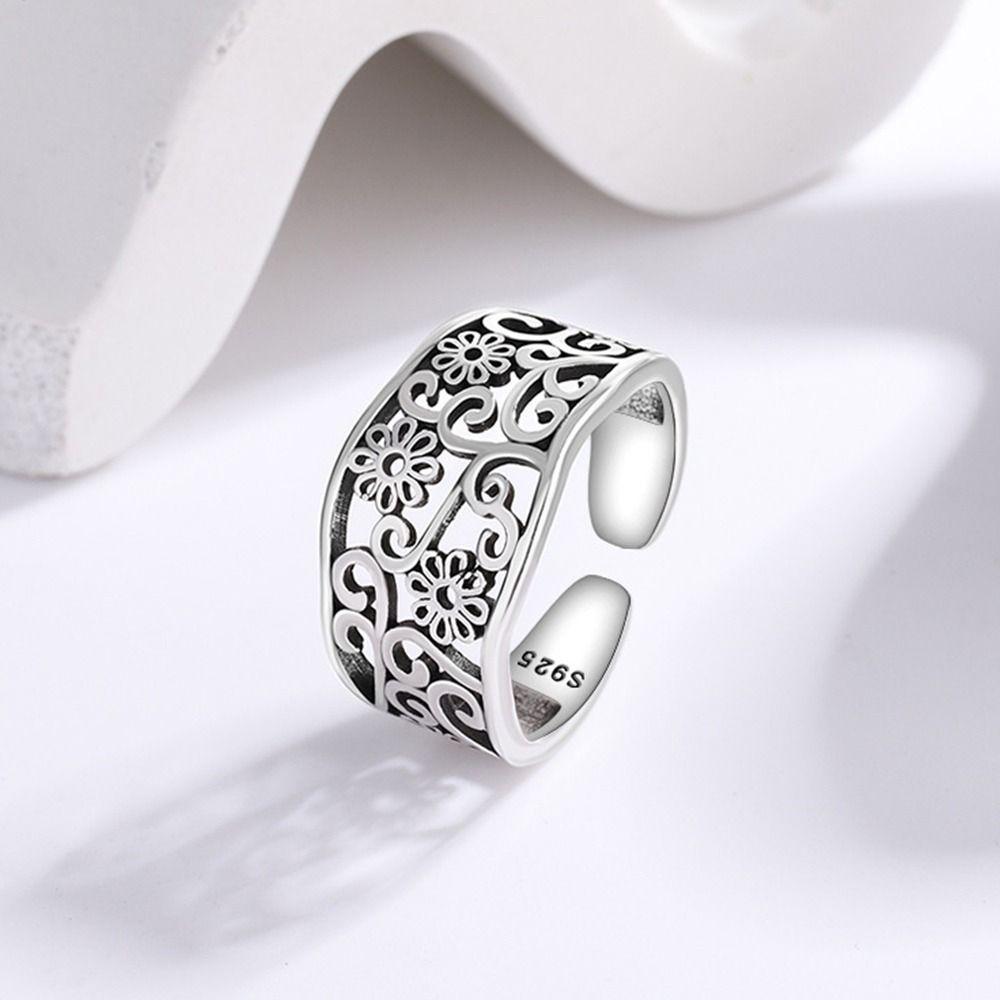 Handmade Vintage Carved Ring Antique Couple Rings Jewelry Gift Wide Band Ring  for Women & Men