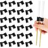 25 PCS Chopstick Helpers, Plastic Reble Training Chopsticks Hinges Connector for Trainers, Adults - Black