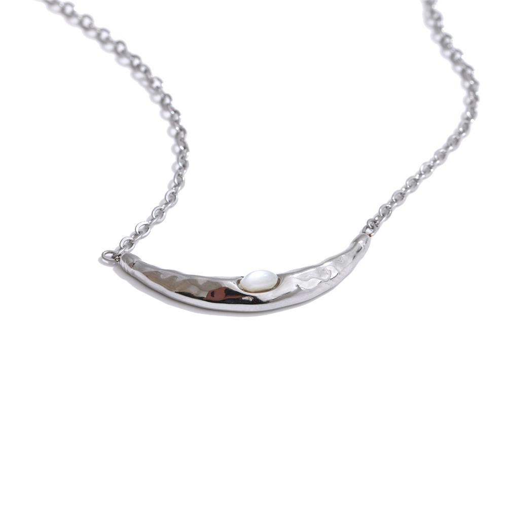 

Yhpup Fashion Stainless Steel Shell Moon Necklace Chic Cast Pendant Tarnish Resistant Chain Arrivals Jewelry Wholesale