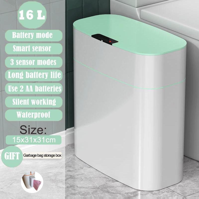 16L New Smart Trash Can High-tech Induction Storage Bucket Bathroom Deodorant Waterproof Trash Can Household with Lid Creative