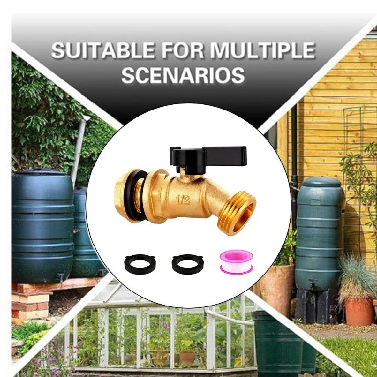 Heavy Brass Rain Barrels Spigot 1/2inch NPT Connection Full Flows Designs Corrosion Resistant Brass Valves for Rain Barrels