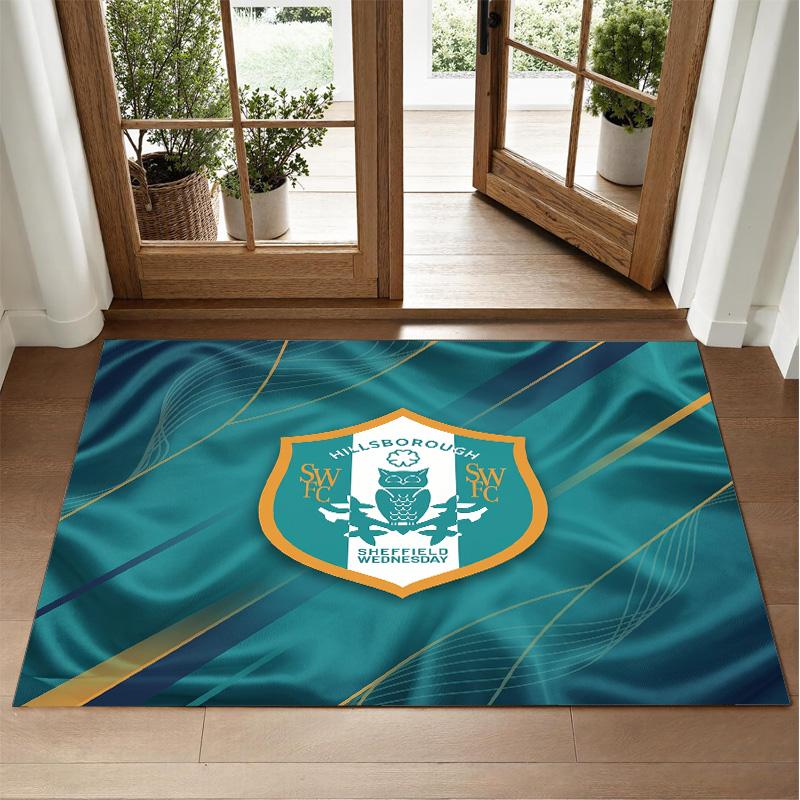 Sheffield Wednesday Design Crystal Velvet Rug Soft Decorative Mat for Bedroom Entrance