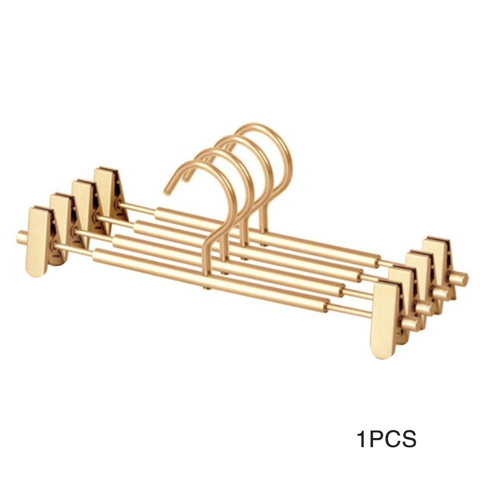 

1 шт. Вешалки для брюк из алюминиевого сплава с зажимами, нескользящие, растягивающиеся, для домашнего органайзера для шкафа, зажимы для подвешивания брюк, юбок