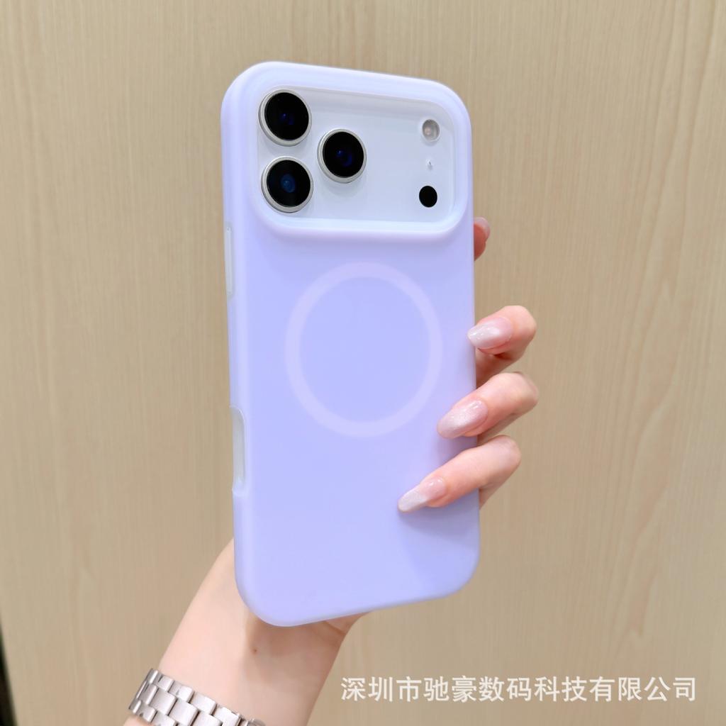 Jelly magnetic suction is suitable for iPhone17promax liquid silicone mobile phone case Apple 16 solid color simple anti-drop cover.