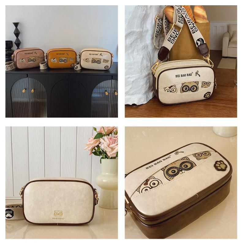 BEIBAOBAO 2026 New Fashion Popular Women's Messenger Bags Cute Sweet Cartoon Bear Small Square Bags Casual Simple Lightweight Underarm Bags for Female