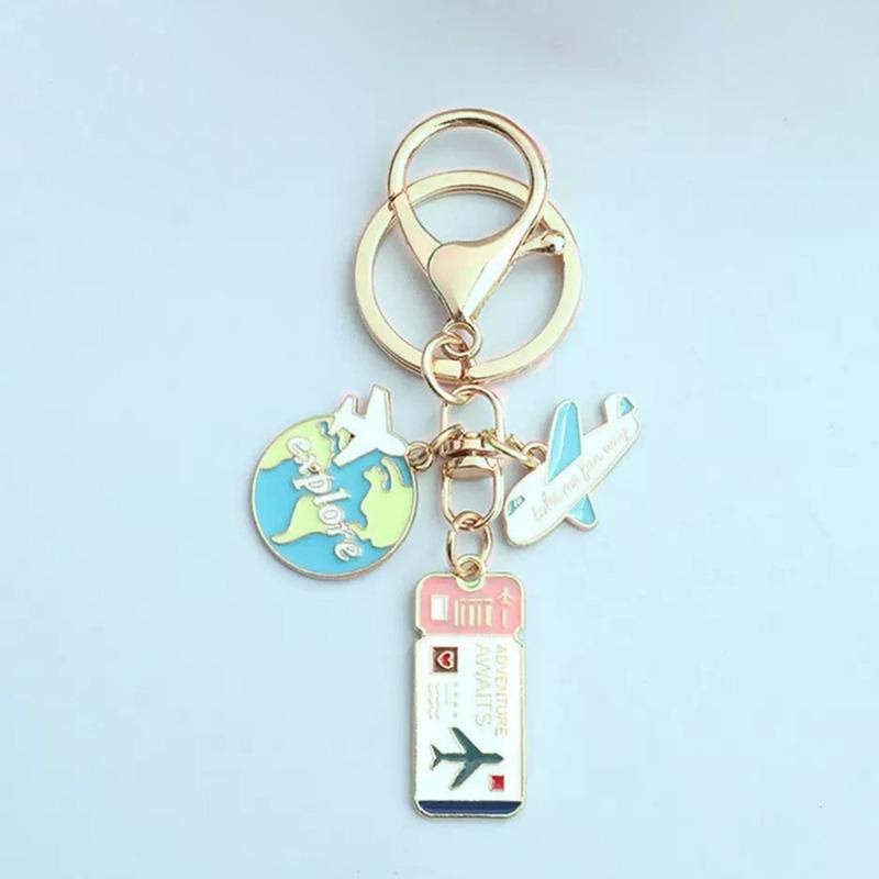 Cherry Blossom Keychain Cute Sweet Metal Pendant Accessories Airplane Kitten Alloy Pendant Fun