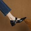 French Thick-heeled Magic Sticker Shallow Shoes 2025 Spring New Pointed and Fashionable Versatile Non-slip Small Leather Shoes