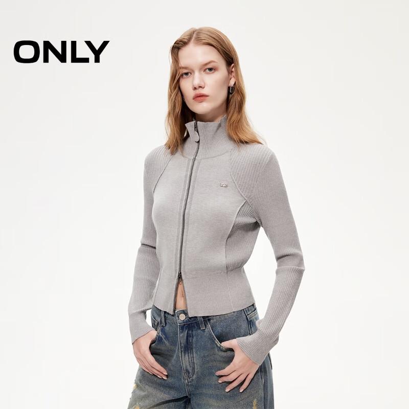 ONLY Women s Mock Neck Zip-Front Knit Cardigan M