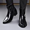 Fashion Big Size Buckle Designer Leather Chelsea Boots Men Fashion Casual Black Autumn Witner Dress Shoes Man Stone Pattern Ankle Boots