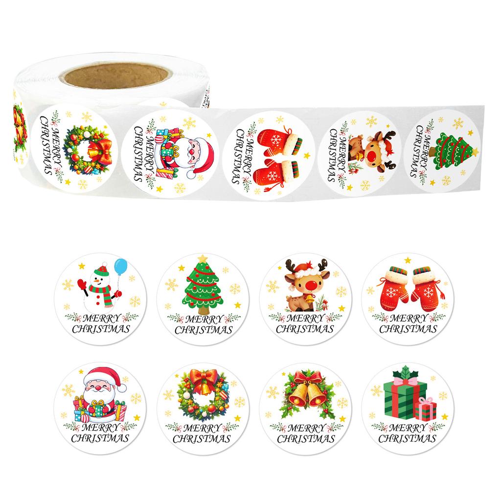 500 Sheets/roll Christmas Stickers, Children's Holiday Stickers Gift Packaging Envelope Sealing Cartoon DIY Stickers