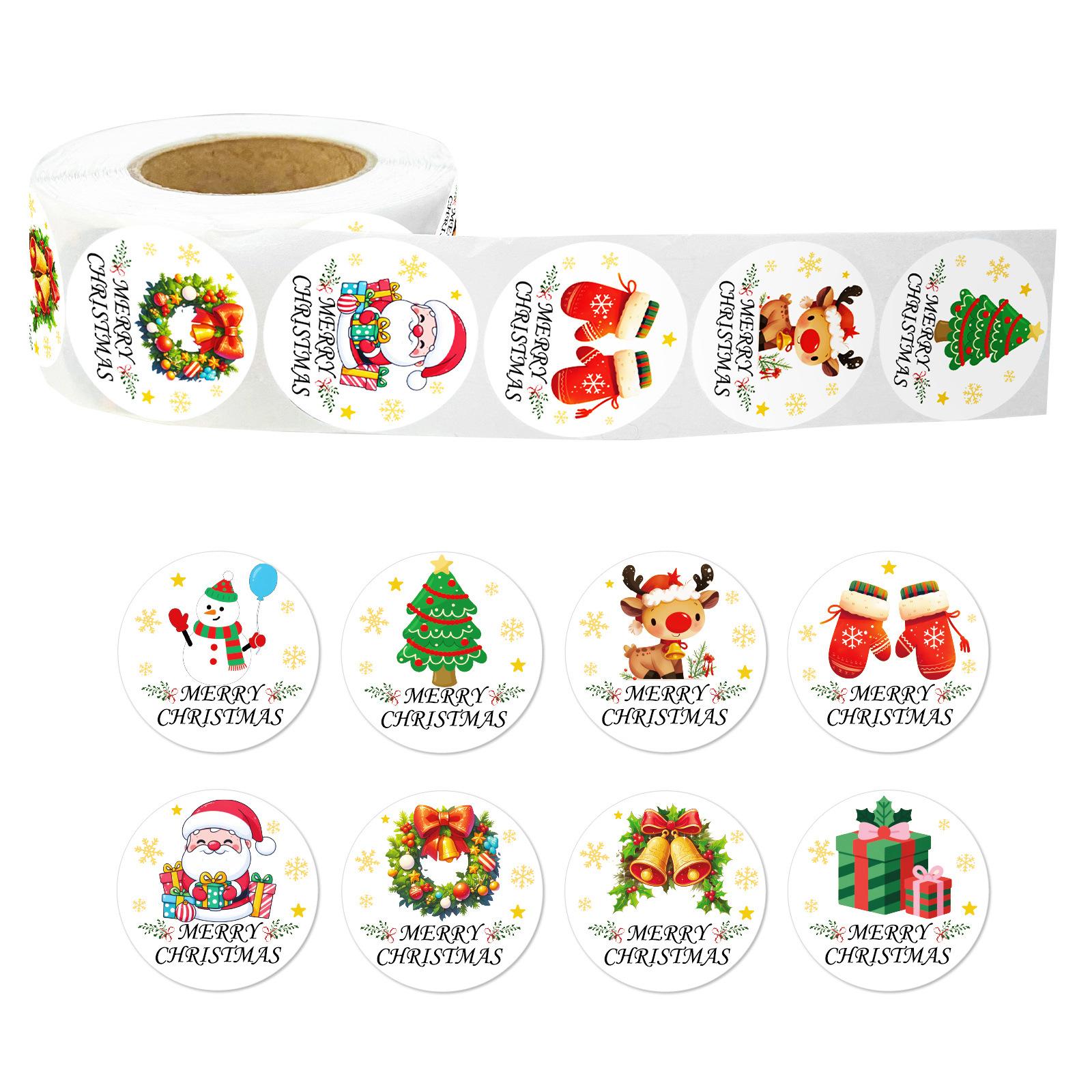 

500 листов/рулон Рождественские наклейки, Детские праздничные наклейки для упаковки подарков, Запечатывания конвертов, Мультяшные DIY наклейки One Size