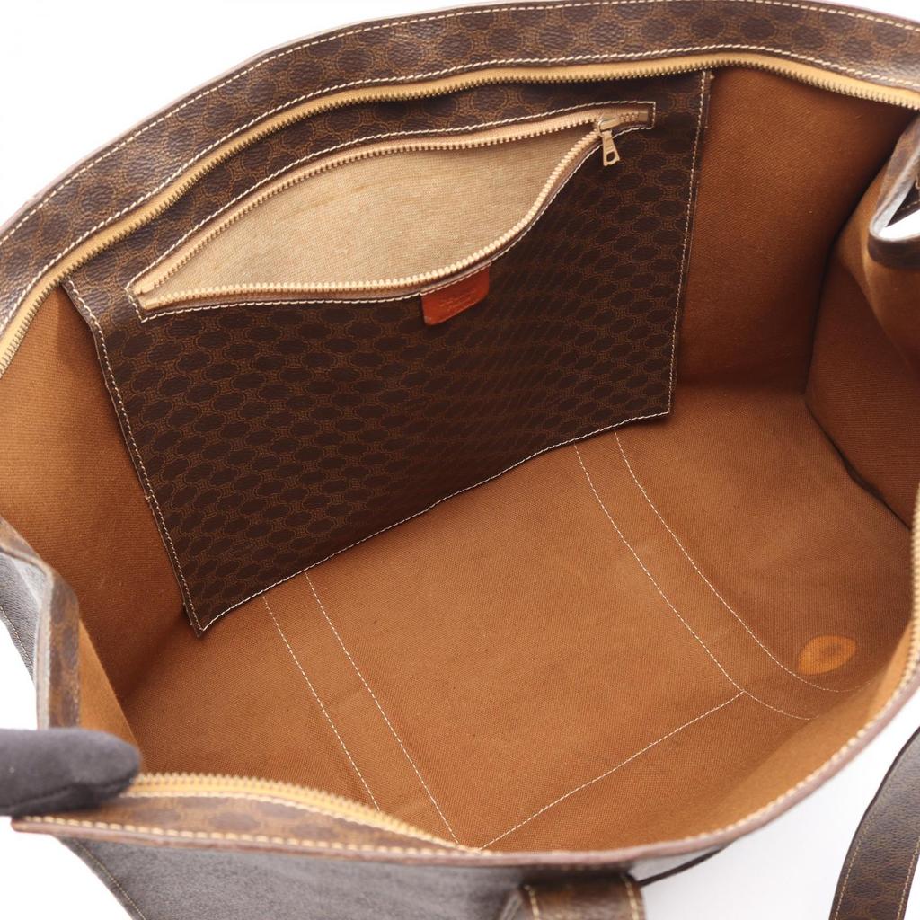 Used CELINE Macadam Tote Bag PVC coated canvas leather Brown Used Women