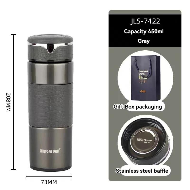 350ml Thermos Flasks Noble Leather Insulated Cup Highquality Thermal Keep Cold Hot Water Bottle Stainles Steel vacuum cup