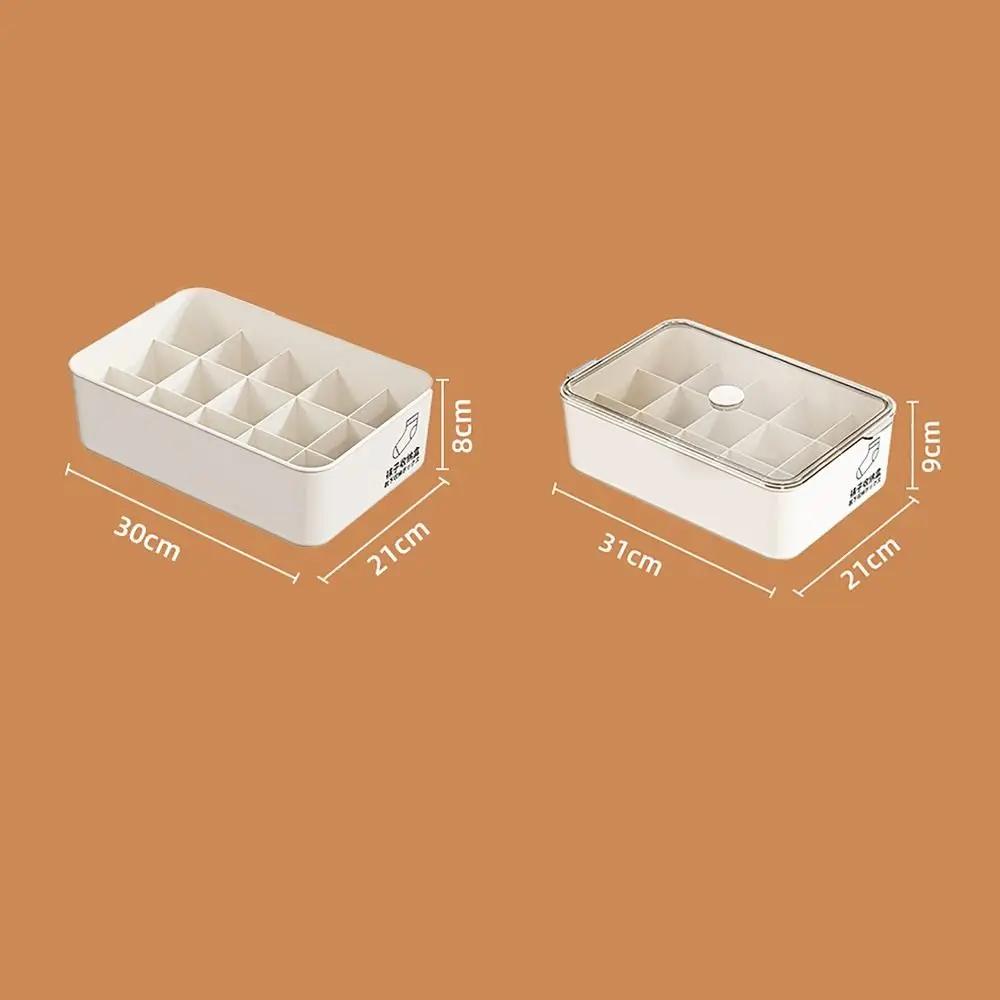 10/15 Grids Underwear Storage Box Case Classification with Cover Panties Socks Organizer Dustproof Stable Stacking