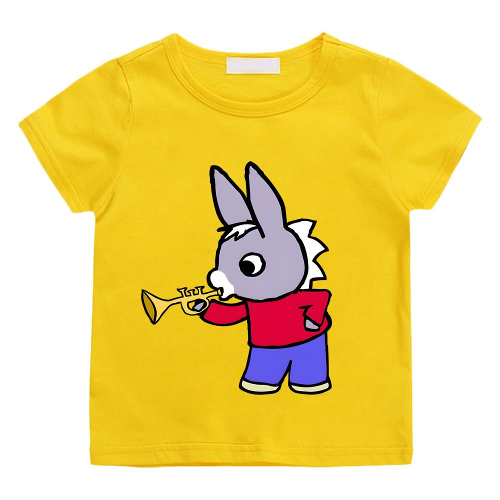 Sommer Kawaii Cartoon Lane Trotro T-Shirts Manga Baumwolle Kurzarm Jungen Mädchen T-Shirt Teenager Rundhals Cartoon Druck Streetwear Süßes Anime T-Shirt 100 gelb