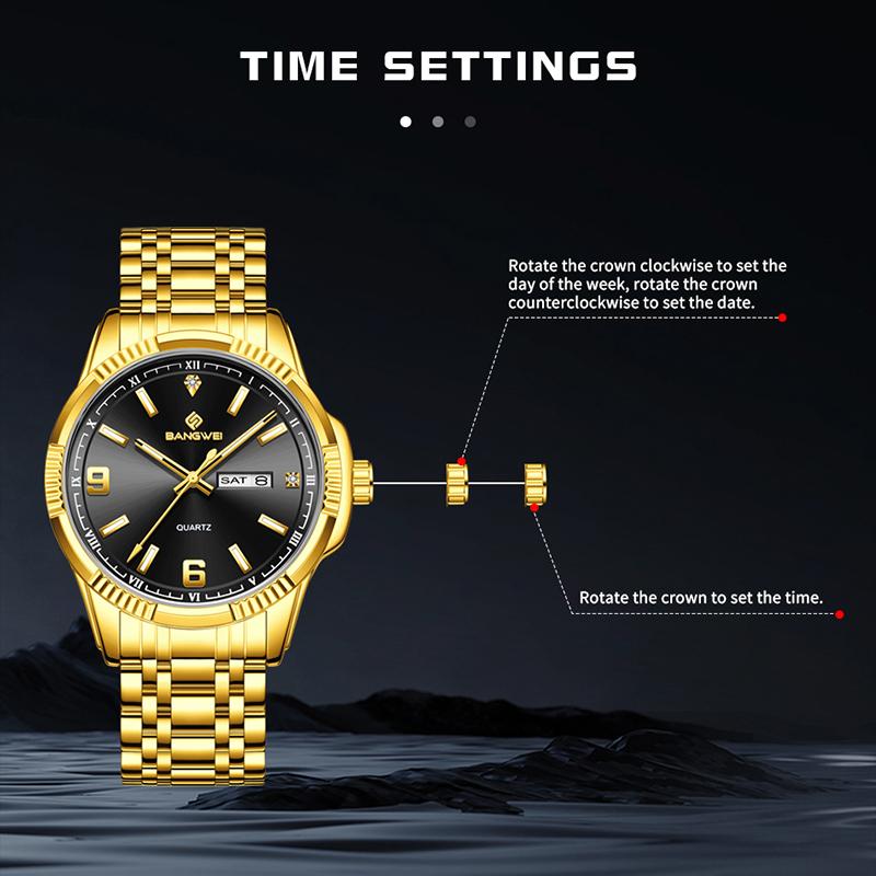 BANGWEI Ladies Watch Business Women's Watch Calendar Luminous Clock Quartz Stainless Steel Strap Fashion Watch for Women reloj