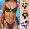 Women’s Sexy Bikini Set Adjustable Straps Low Waist Swimwear Sea Drawstring Summer Beach Bathing Suit