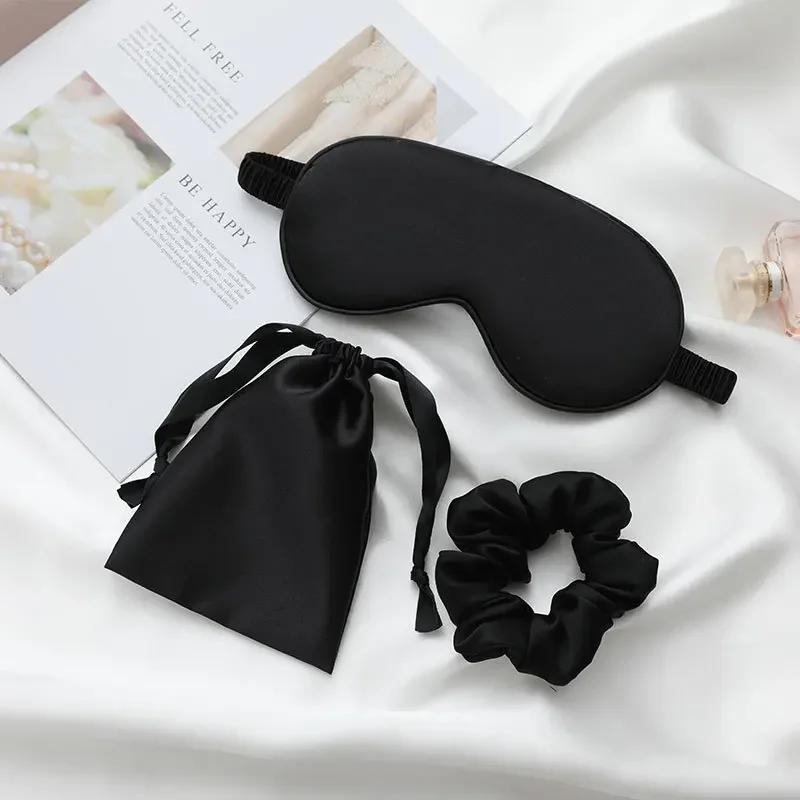 3Pcs Set Women Imitated Silk Sleep Eye Mask Eye Patches Eyeshade Blindfold Travel Rest Eye Cover Night Eyeshade