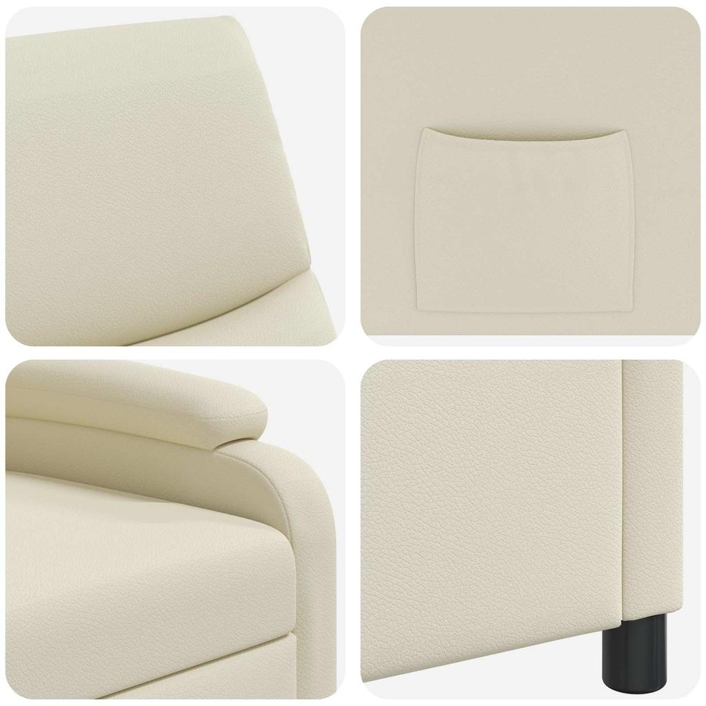 Recliner Chair Cream Faux Leather