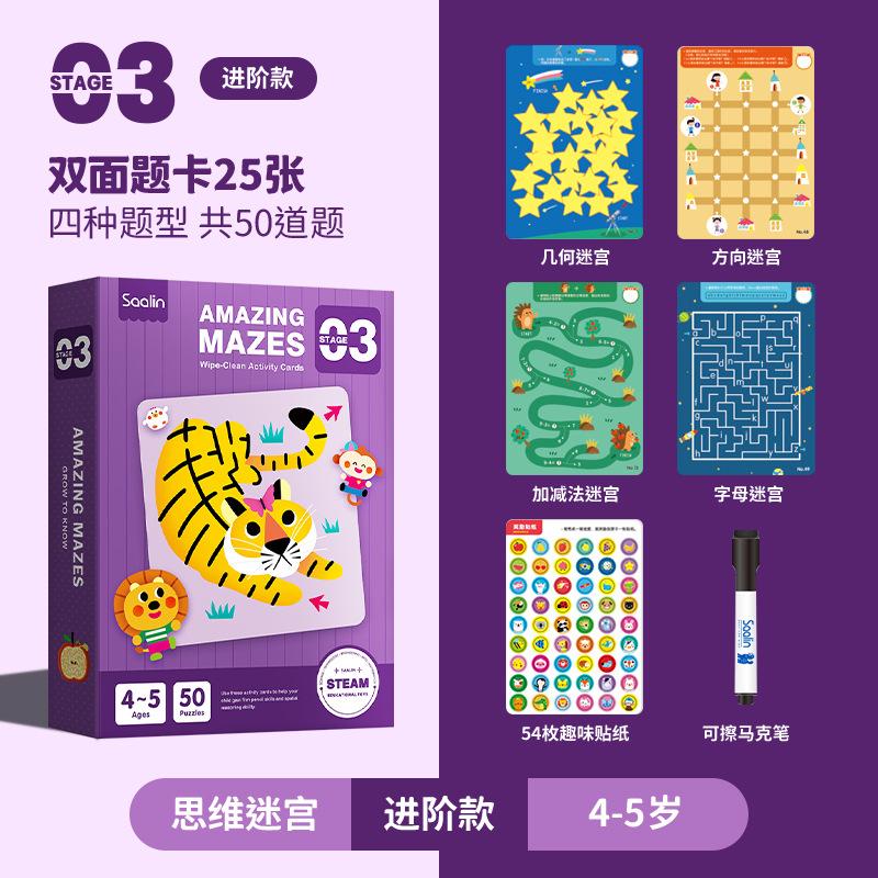 Age-specific Advanced Thinking Maze, Training Cards Can Be Erased Repeatedly, Children's Concentration Educational Toys