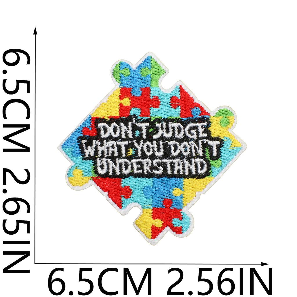 Färg pussel broderi tyg klistermärke liten dinosaurie dator broderi etikett tecknad sköldpadda autism kampanj patch klistermärke strykning
