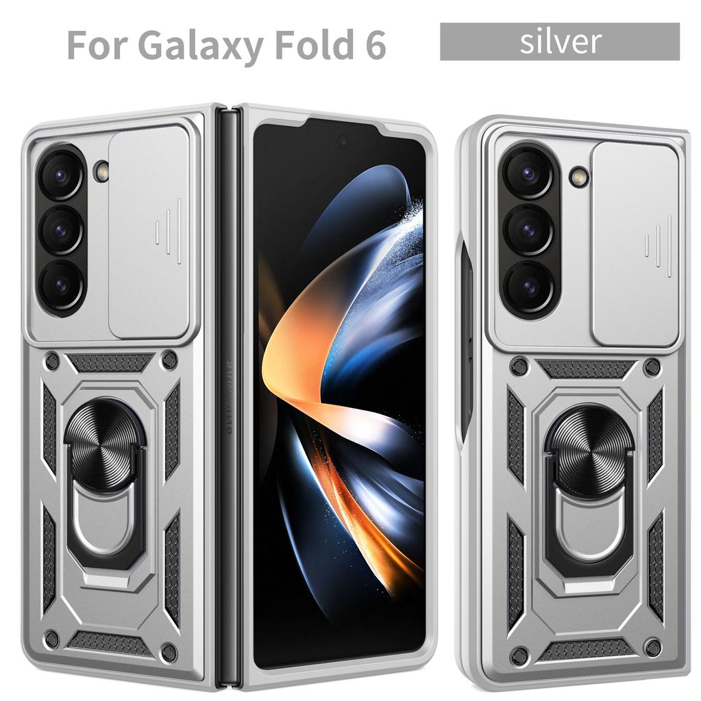 Für Samsung Z Fold7 Hülle Galaxy Z Fold6 Cover Z Fold 5 6 7 Magnetischer Ringhalter Rüstung Handyhülle Schiebende Kamera Schutz Rückseite Hülle
