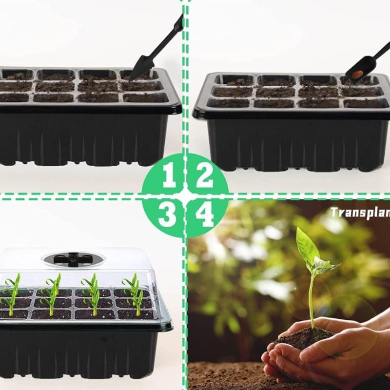 4/5/6 Pack Full Spectrum LED Grow Light with Seedling Tray Plant Seed Starter Trays Greenhouse Growing Lamp Hole 12 Cell Per Tray