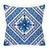 Watercolor Blue Pillowcase Geometry Ethnic Floral Print  Cushion Cover Modern Boho Decor Livingroom Sofa Pillowcase 45*45cm